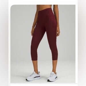 Lululemon Athletica Burgundy Cropped Leggings size 18 EUC